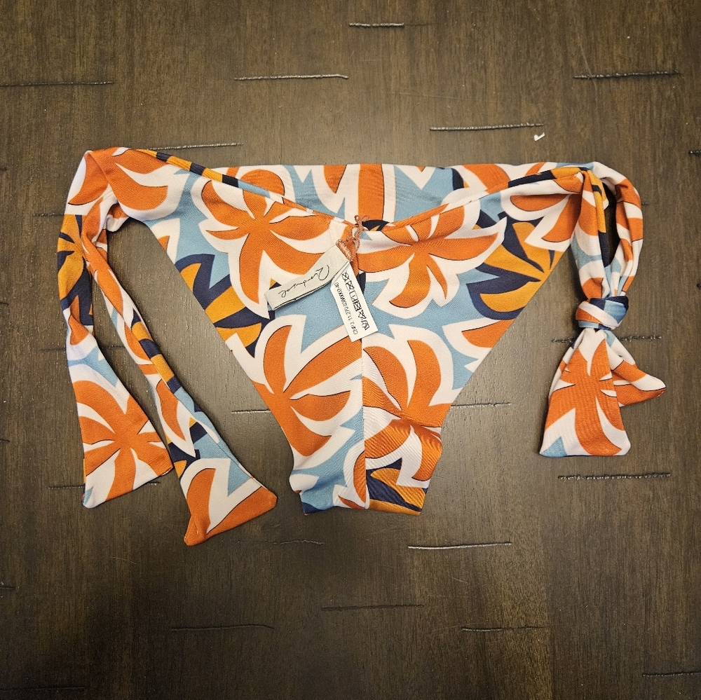 Floral Print Orange and Blue Bikini Top